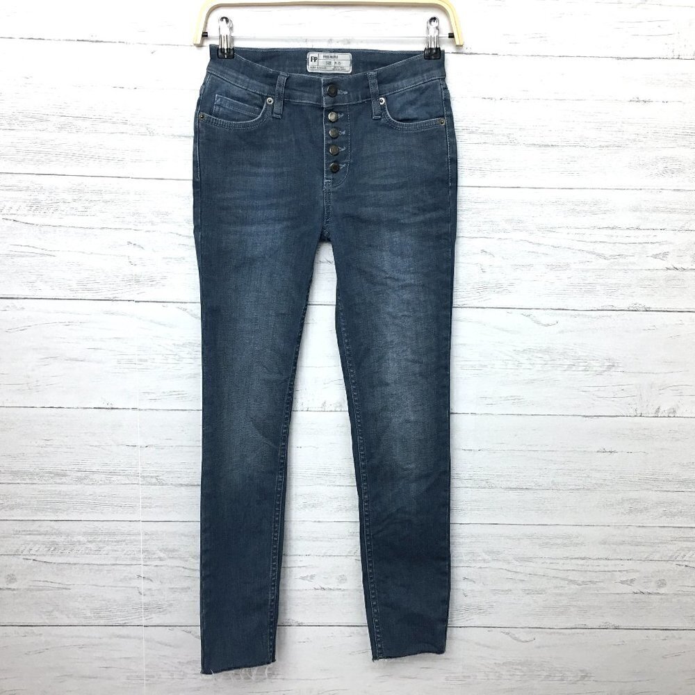 Free People Jeans Women's Reagan Skinny Jeans Button Fly size 25 length 27"